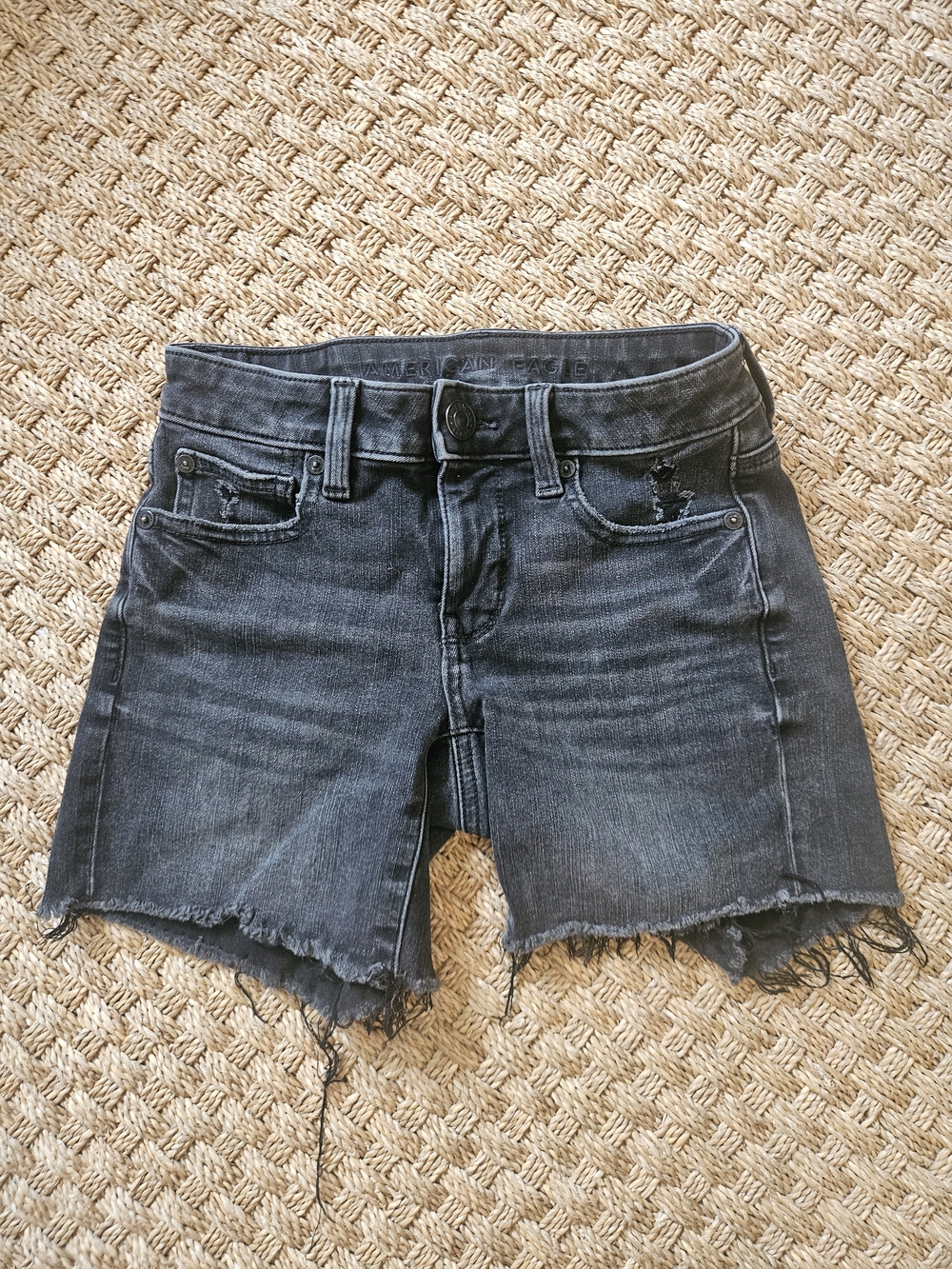 American Eagle Outfitters Womens Black Washed Denim Cutoff Shorts